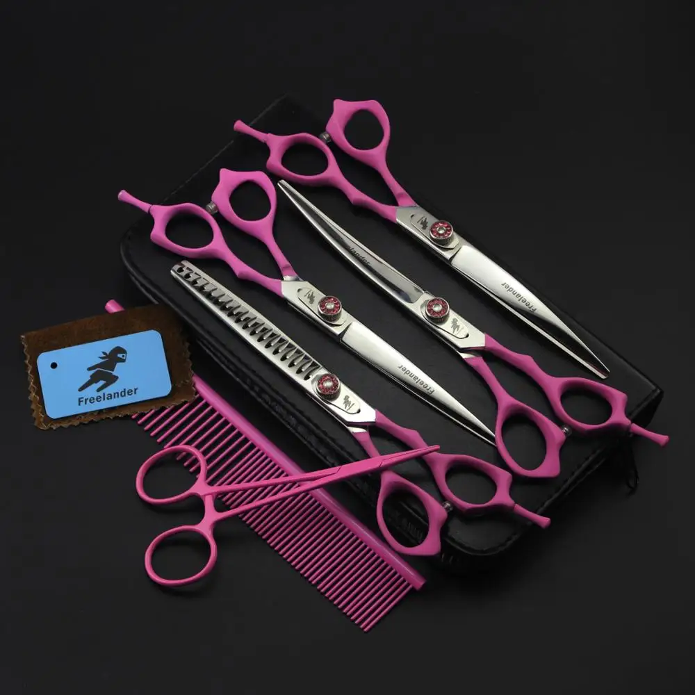 

7.0 inch black lacquered fine teeth hairdressing scissors pet grooming scissors cat and dog fashion styling tools