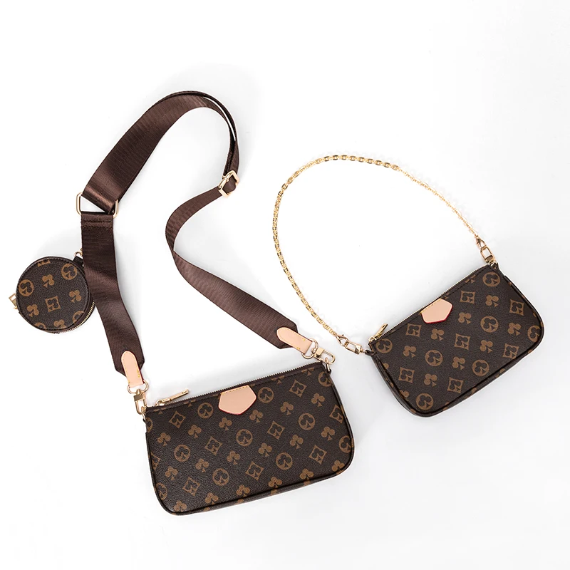 

Fashion wallet 3-piece set ladies shoulder bag 2021 new high-end mahjong designer strap ladies luxury brand messenger bag
