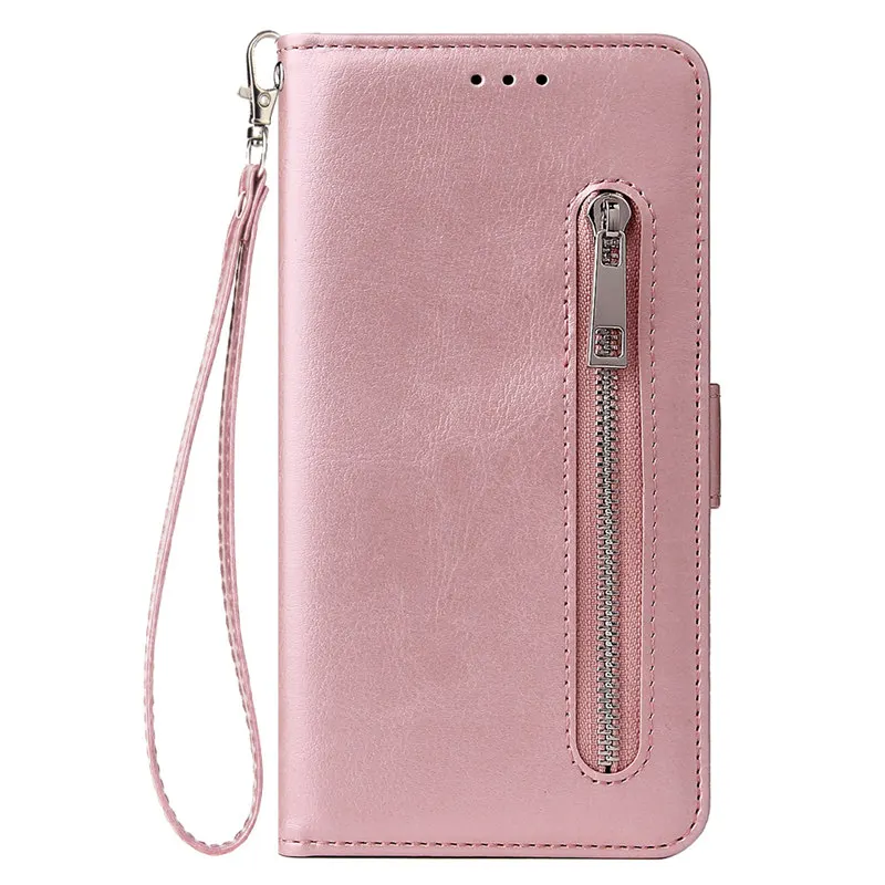 rose gold Кожаный чехол-кошелек для huawei Honor 6A 8X 8A 7A 7C 8 S, Модный чехол-подставка на молнии для Honor 10i 9 10 Lite, чехол для мобильного телефона - Цвет: rose gold