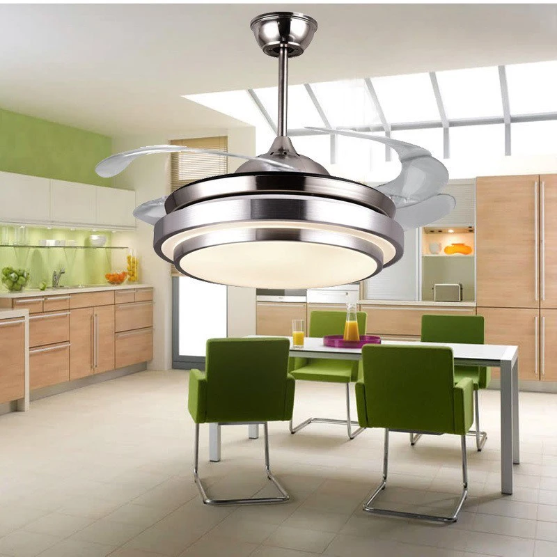 

42 Inch Remote Control Ceiling Fan with Light Invisible Hanging Lamp 110v 220v Modern Simple Ceiling Fans for Living Room