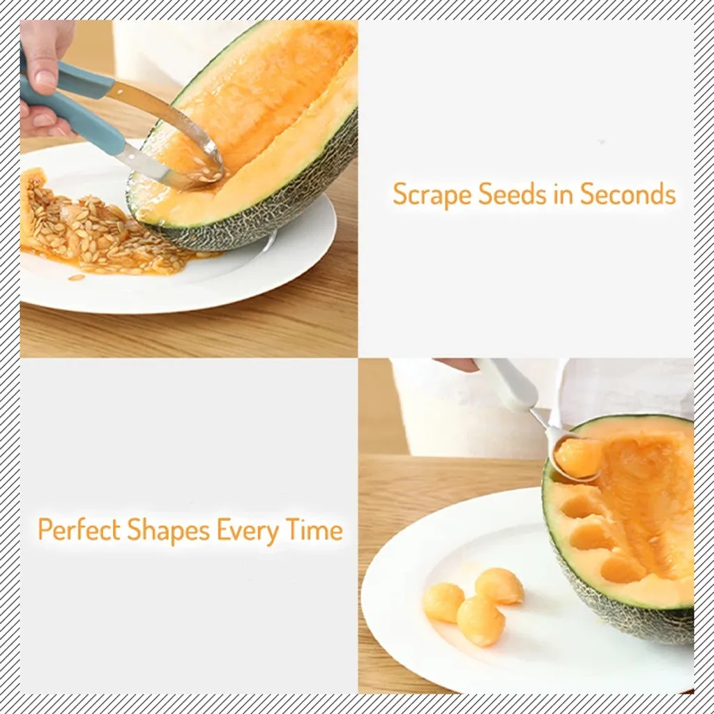 3 шт. набор фруктовый шар Совок из нержавеющей стали 3в1 двухголовый резьба фрукты