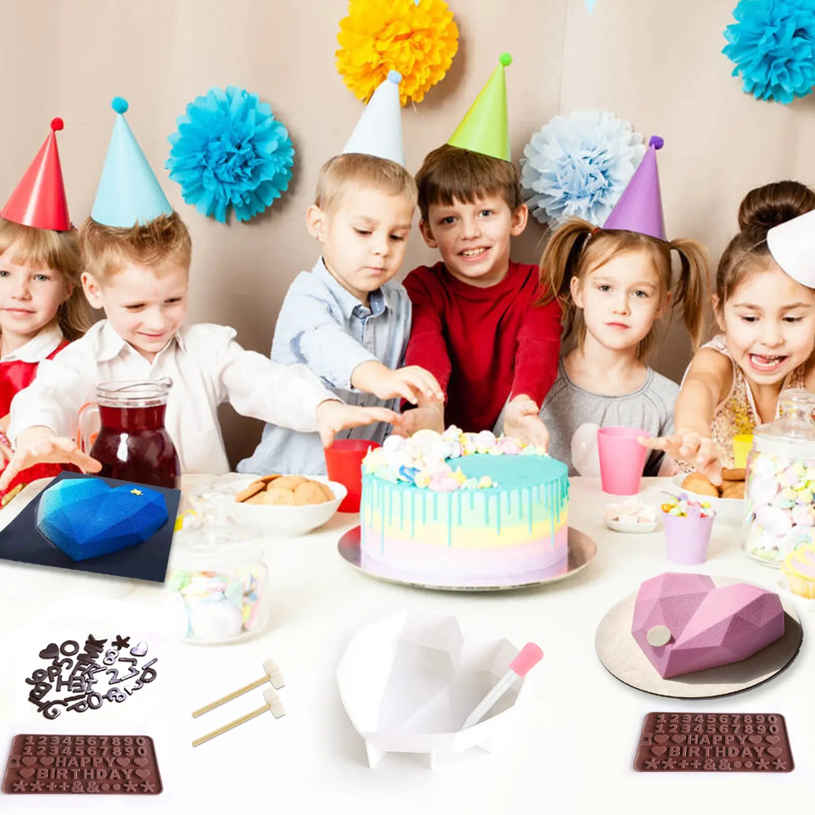 

Upgrade Silicone Molds Cake Molds Love Heart Baking Tray Mousse Molds Cake Decorations Molds Chocolate Tools Candy Bakeware