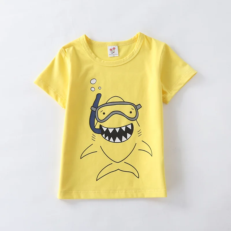 Летние рубашки для мальчиков топы с рисунками детей От 2 до 12 лет толстовки