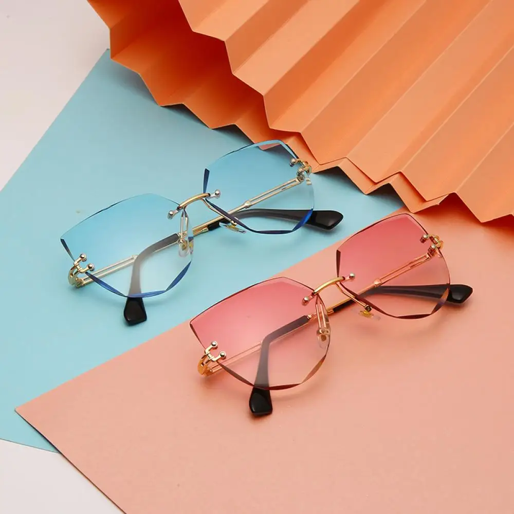 LongKeeper Роскошные без оправы Солнцезащитные очки кошачий глаз Для женщин Градиент