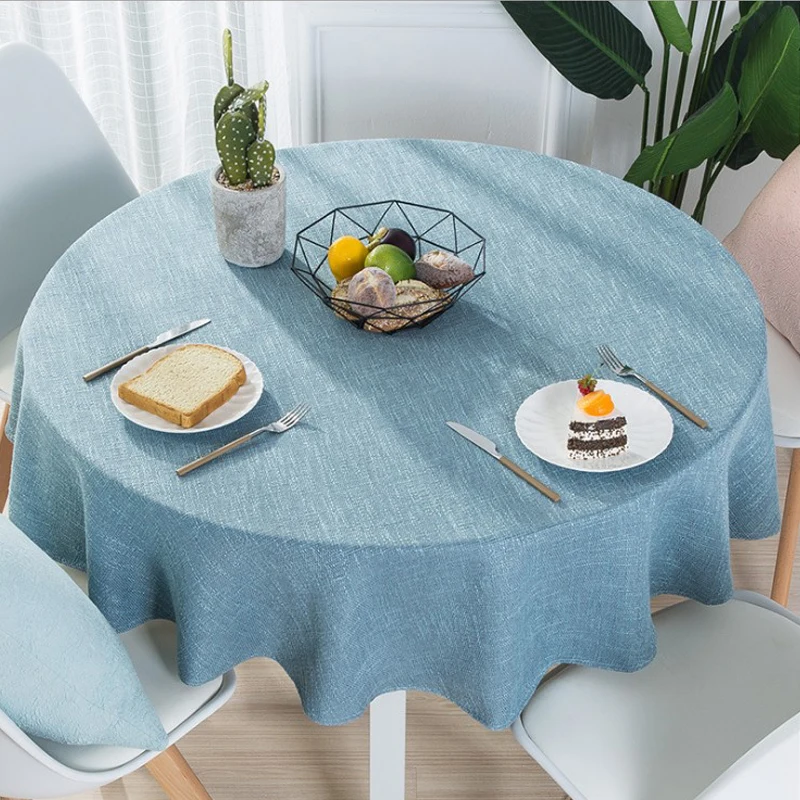 

Modern simple cotton and linen small fresh table cloth home solid color round large round table table cloth table cloth fabric