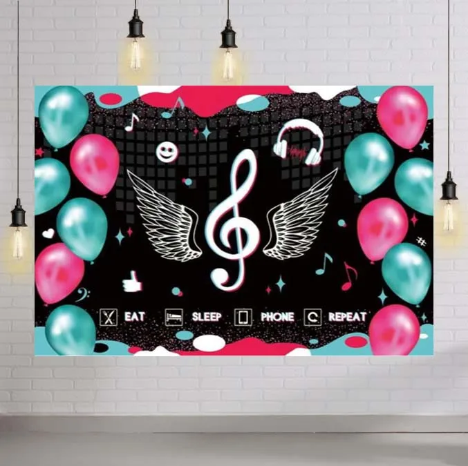 

Musical Party Photography Backdrop Birthday Celebration Vintage Disco Hip Hop Dance Prom Events Background Decor Banner