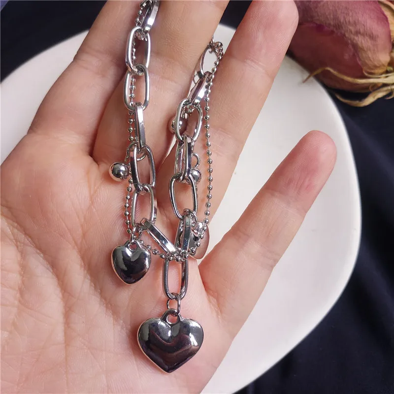 Браслеты с кулоном в виде сердца для влюбленных стиле панк крутые браслеты из