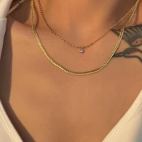 dasein acc new trendy 24k gold plated high color retention snake chain stainless steel unique design necklace for women