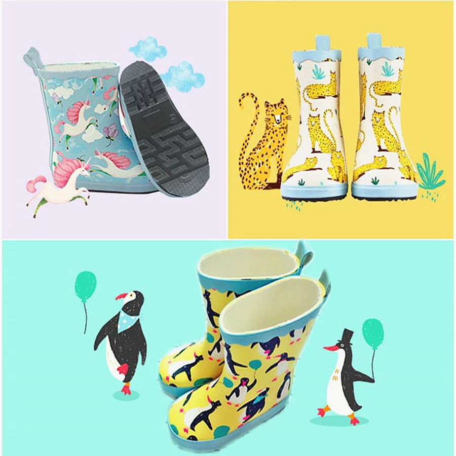 Детские резиновые сапоги водонепроницаемые Нескользящие для мальчиков и