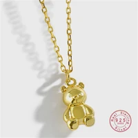 hi man 925 sterling silver korean ins cute cartoon mini bear necklace women fashion elegant anniversary gift jewelry