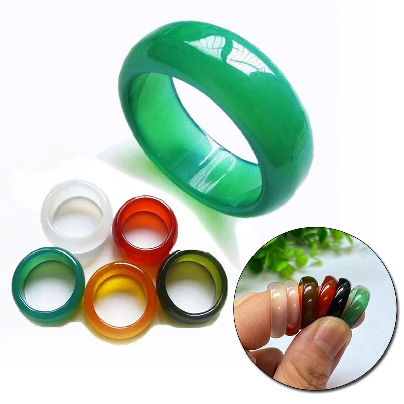 

Unisex Natural Ring Multicolor Black Green Red Agates Created Circle Natural Stone Finger Rings Charms Christmas Gifts Wholesale