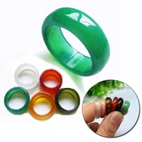 unisex natural ring multicolor black green red agates created circle natural stone finger rings charms christmas gifts wholesale