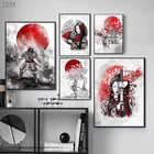 Японские постеры Zen Ink Bonsa Bushido Samurai и печать на холсте, аниме настенные картины для гостиной, украшение для дома