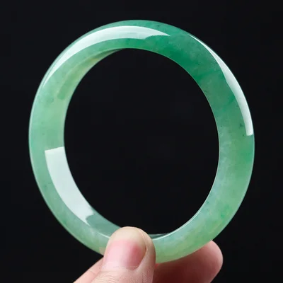 

Natural Burmese Jadeite 54-64mm Green Bangle Elegant Princess Jewelry Best Gift