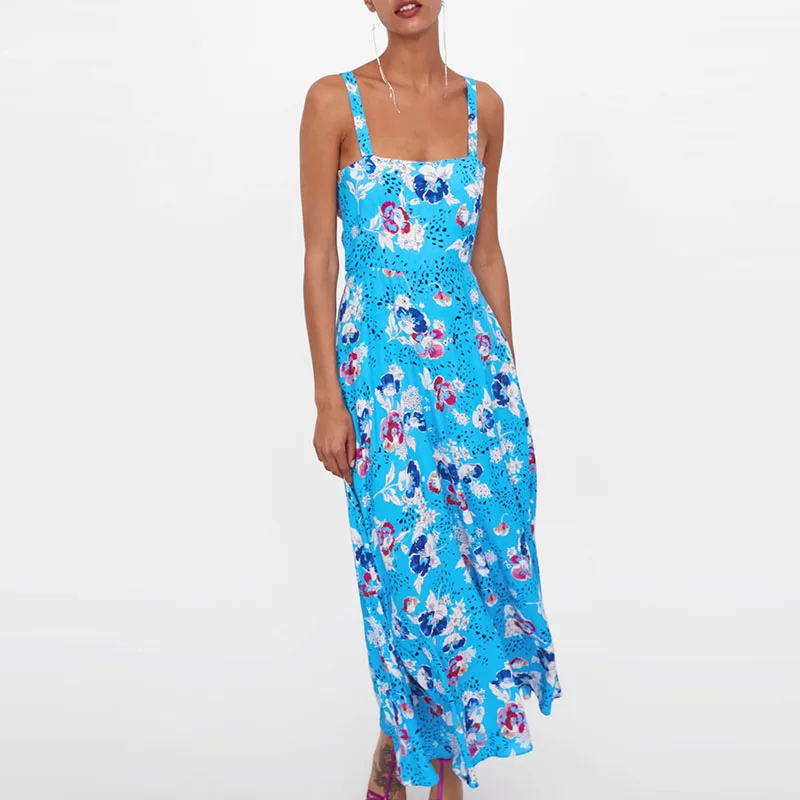 Heydress Women Summer Sexy Backless Long Maxi Dress Vintage Print Floral Bow Boho Elastic Casual Holiday Lady Beach | Женская одежда