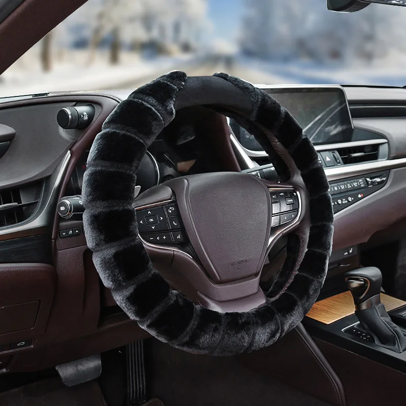 

QHCP Car Steering Wheel Covers Plush Winter Warm Soft Breathable Anti-slip For Lexus RX300 UX260H ES200 NX200 Interior Accessory