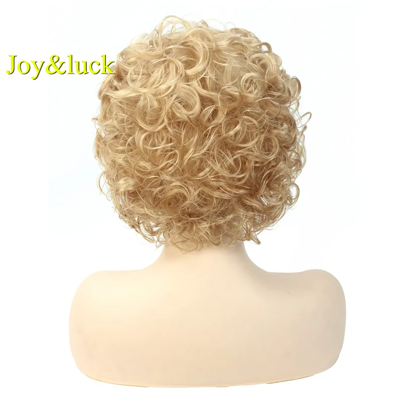 Joy & luck короткие курчавые вьющиеся волосы парик коричневые смешанные блонд цвет