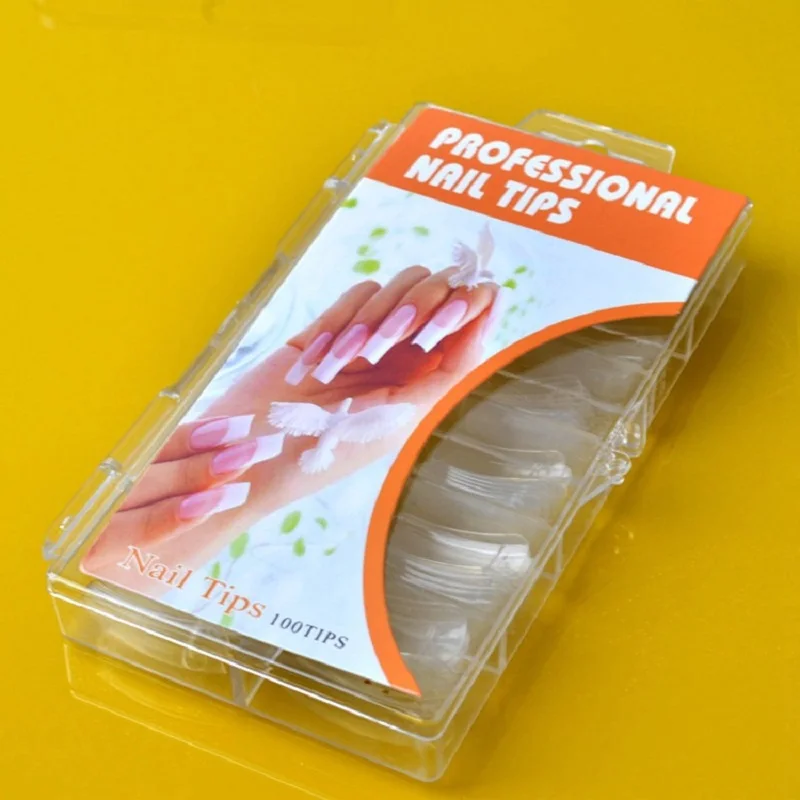 

100 PCS False nails Acrylic Oval False Nails Fullwell Clear Full Cover Fake Nail Art Tips French Nail Tips