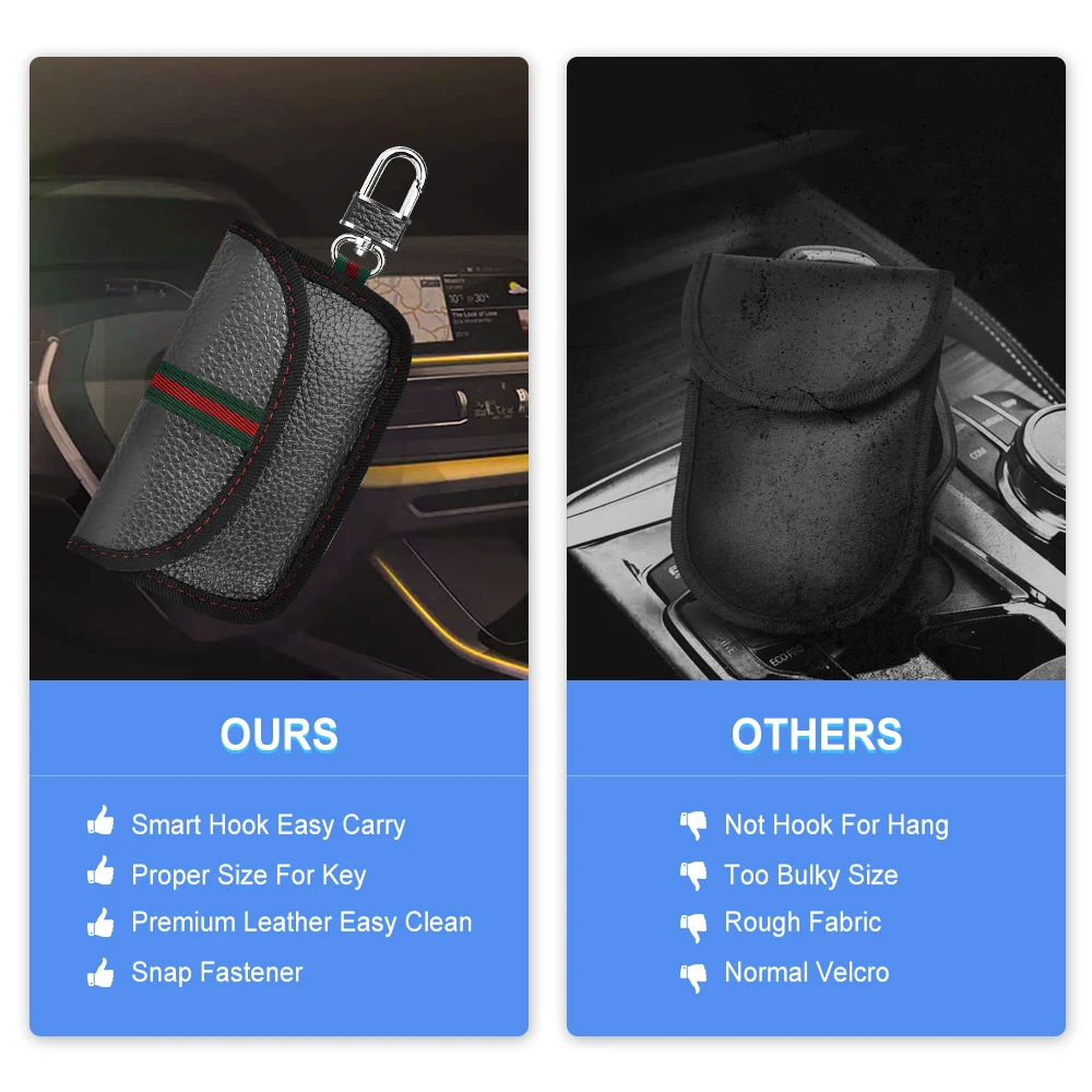Кожаный Автомобильный ключ сумка чехол Фарадея универсальный держатель молния