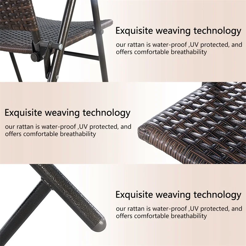 

Set of 4 Rattan Folding Chair Rattan and Steel Fold Up Chairs Foldable to Store and Move Outdoor Garden Furniture HW51584