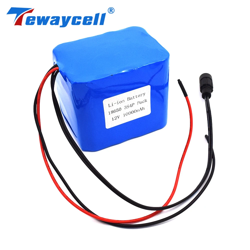 

Tewaycell OEM Electric Bike Batteries 12V 10AH 3S4P 18650 Lithium High Rate Battery Pack with BMS 12V Battery Charger