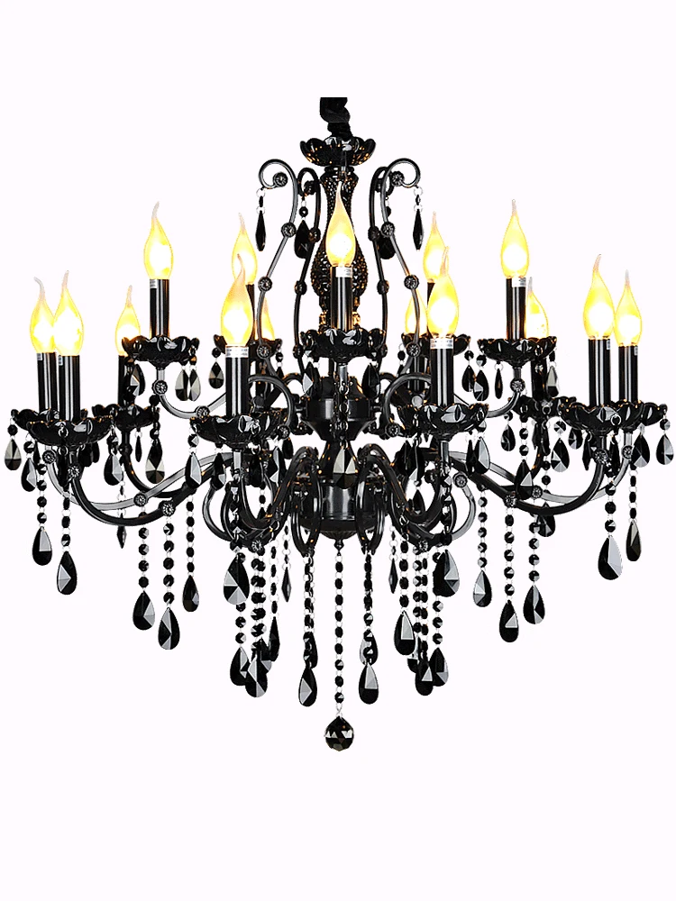Большая металлическая люстра в античном стиле для церкви черная хрустальная