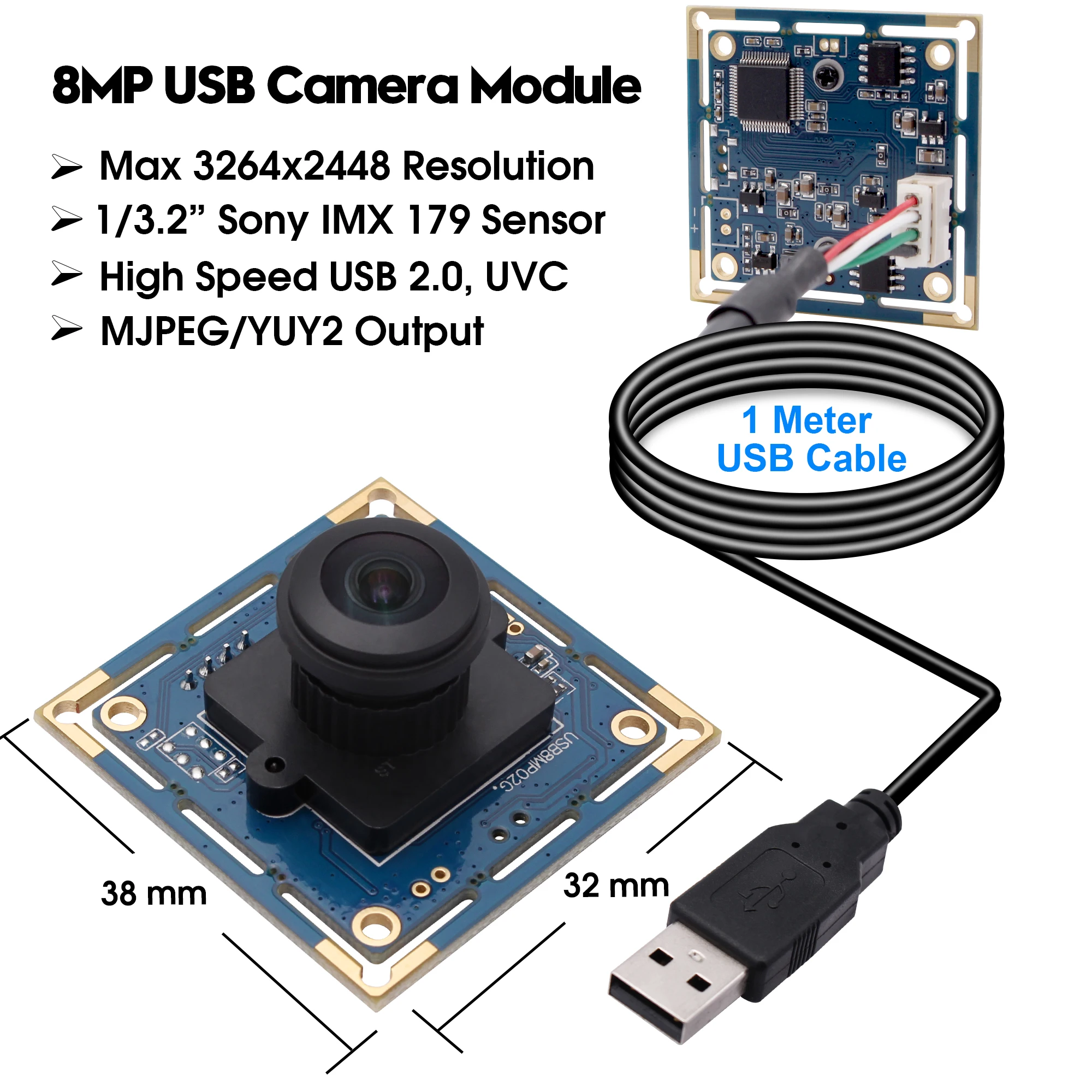 ELP широкоугольная веб-камера 180 градусов Рыбий глаз объектив USB 8MP 3264X2448 Mjpeg Sony IMX179