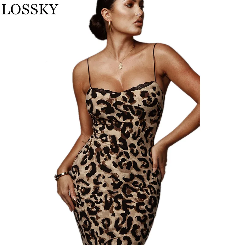 Sexy Leopard Snake Print Strap Midi Party Dress Sleeve Lace Bodycon Backless Slim Summer Elegant Long Beach Vestidos Robe | Женская