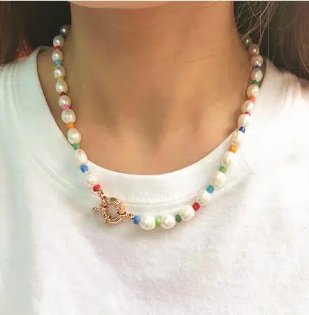Лучший друг vsco девушка collares de moda цепочка культивированный настоящий натуральный жемчуг пресноводный жемчуг кулон бритва ожерелье для женщин