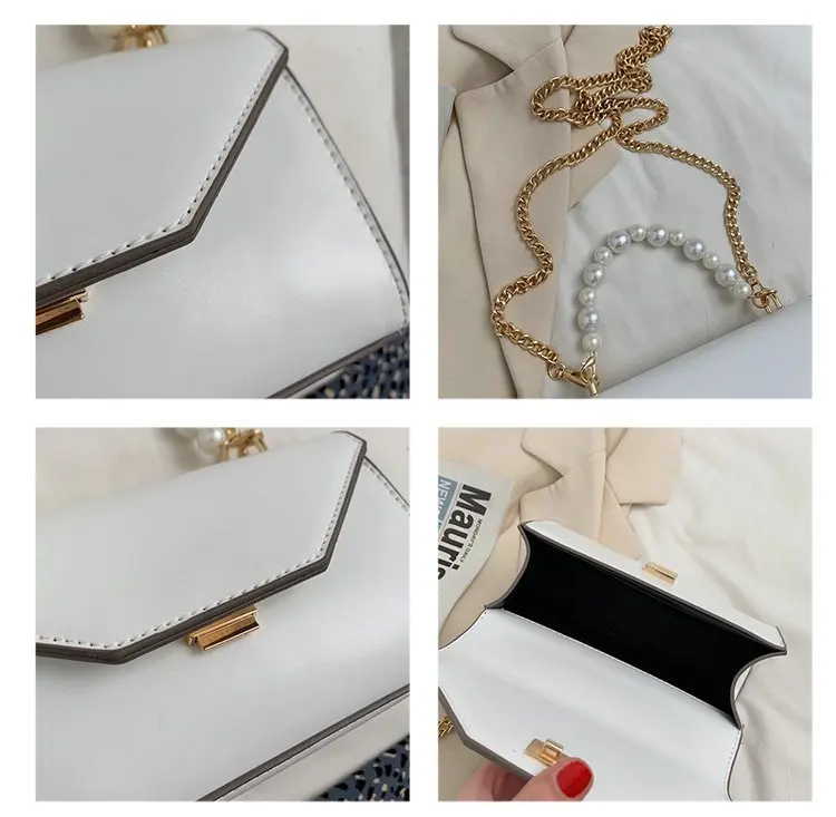 

Vintage Pearl Chain Shoulder Bag for Women Fashion Ladies Small Pearl Strap Handbags Evening Clutch Purse Female Crossbody Bags