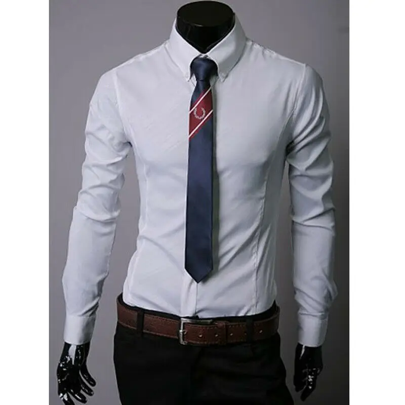 

2019 New Men's Luxury Stylish Casual Dress Shirts Turn-down Collar Long Sleeve Slim Fit Shirts