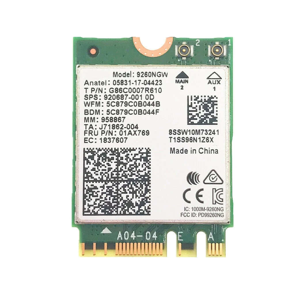 Беспроводная Двухдиапазонная карта Intel Dual Band Wireless-AC 9260 NGFF 1730 Мбит/с WiFi + Bluetooth 5 0