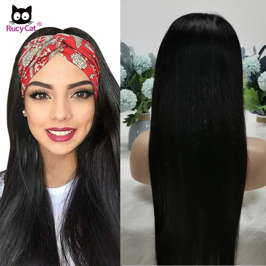 Jual Wig Ikat Kepala 30 Inci Kucing Rucycat Wig Rambut Manusia Lurus Rambut Brasil Tanpa Penumpahan Lembut Wig Rambut Manusia 100%