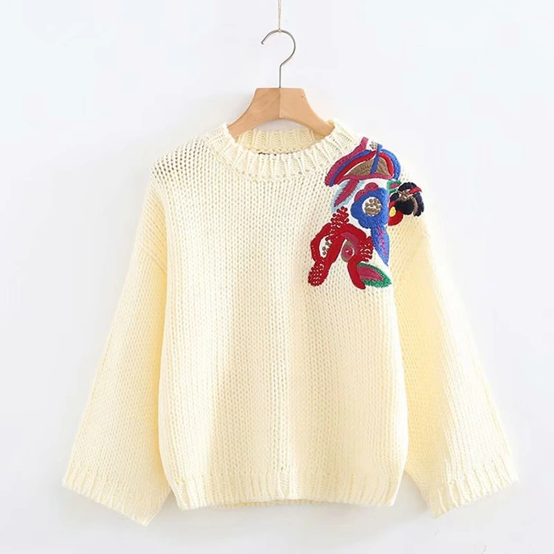 Женский пушистый вязаный свитер белый винтажный пуловер в Корейском стиле зима