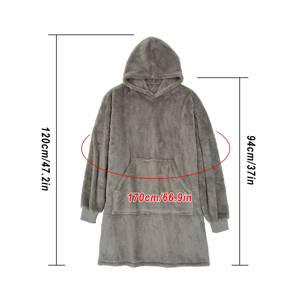 

Winter Wearable Blanket Hooded Adults Kids Bathrobe Sofa Cozy Blankets Sweatshirt With Sleeves Ultra Plush Warm Flannel Robe