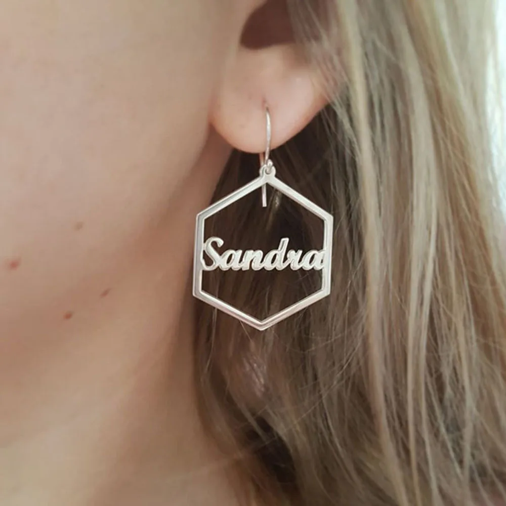 FYW новые персонализированные девушки шестигранные серьги на заказ имя буквы