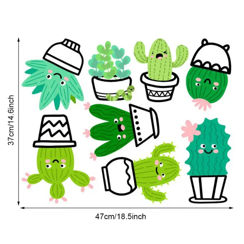 Зеленый Растительный горшок стикер на стену самоклеющийся фон кактус настенный