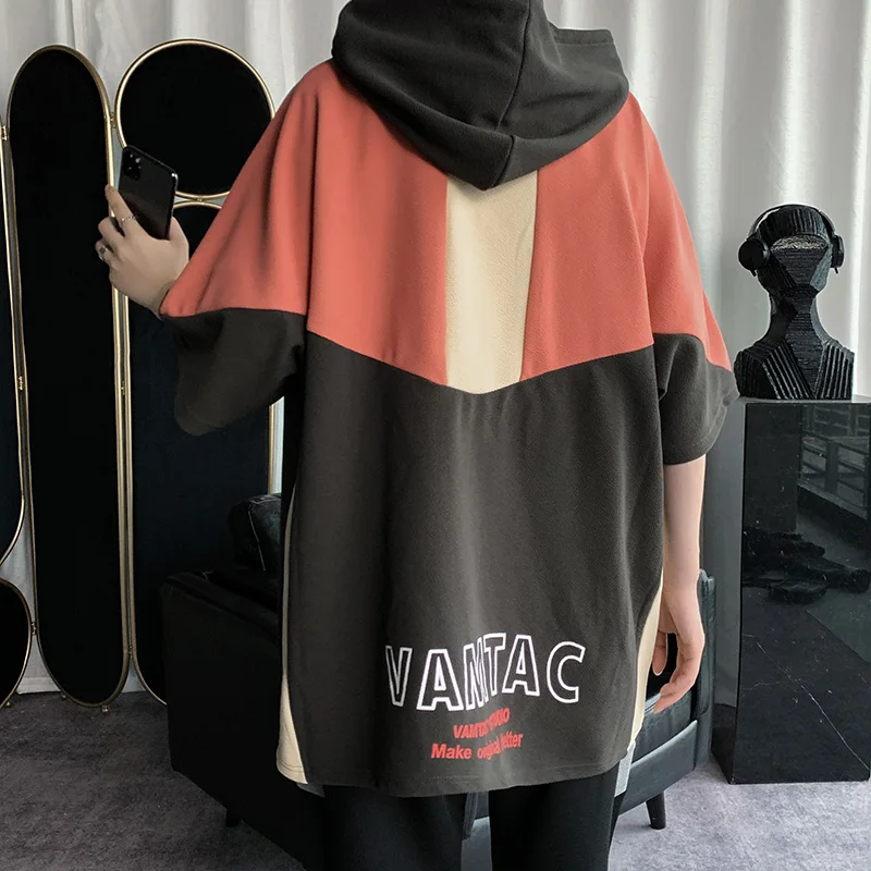 

HENCHIRY Spring and Summer Casual Fashion Hoodie Half Sleeve Men Loose Couple Clothing Women Short Sleeve Breathable Couple Top