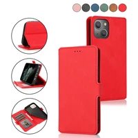 retro ultra thin card package cases wallet card slot leather case for iphone 13 pro max mini solid color bracket shockproof capa