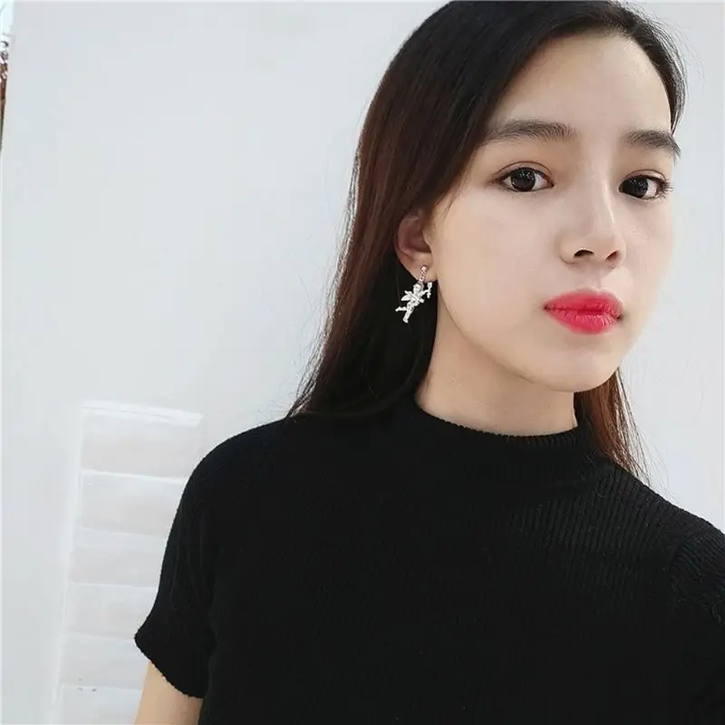 Асимметричная подвеска в форме сердца с Купидоном металлические висячие серьги