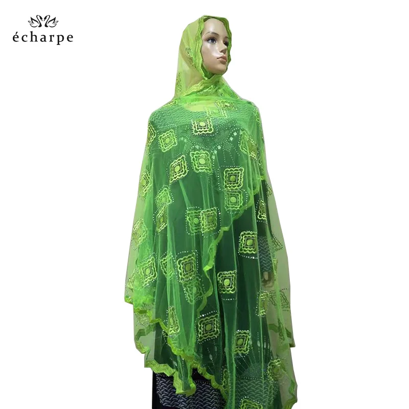 Простые вышитые шарфы африканские женские мусульманские ромбовидный узор шарф