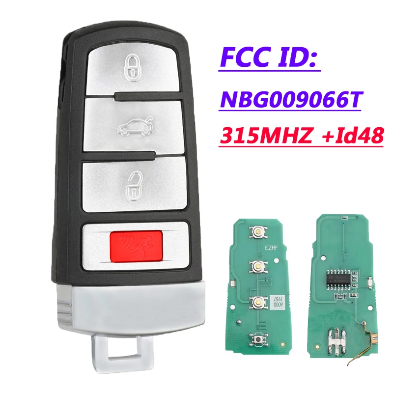Умный дистанционный ключ 4 кнопки 315 МГц ID48 для VW Passat CC 2006 2007 2008 2009 2010 2011 2012 FCC: