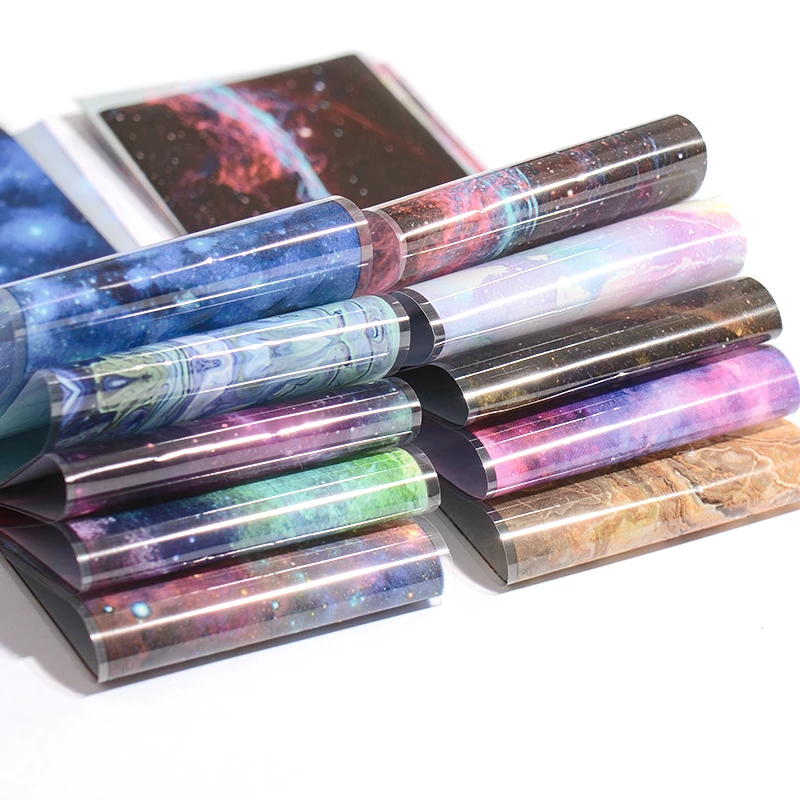 RBAN NAIL Holographic Starry Sky Nail Art Transfer Sticker Paper Galaxy Style Foil Stickers Decals Decoration Manicure | Красота и