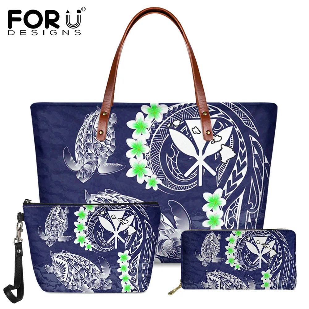 

Дамские сумочки FORUDESIGNS 3 шт./компл., гавайский Kanaka Maoli полинезийский принт, Сумка с верхней ручкой, вместительные женские сумки-тоут