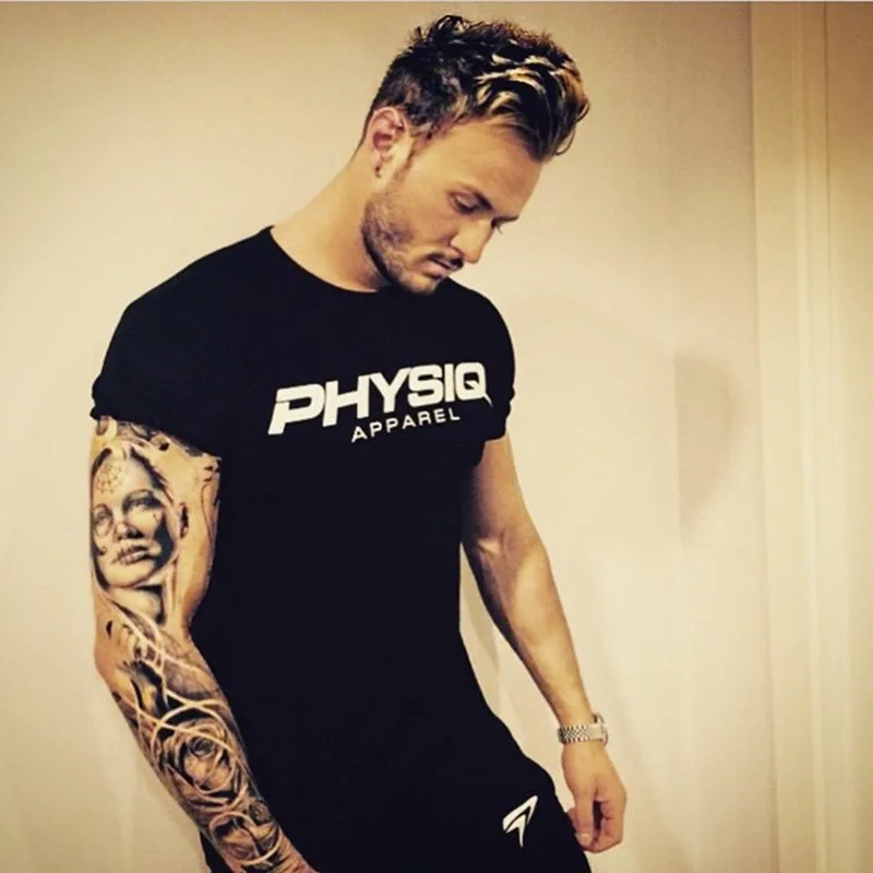 

PHYSIQ - short sleeve t-shirt for men, cotton clothing, fashionable, gym, Fitness, workout, summer 2021
