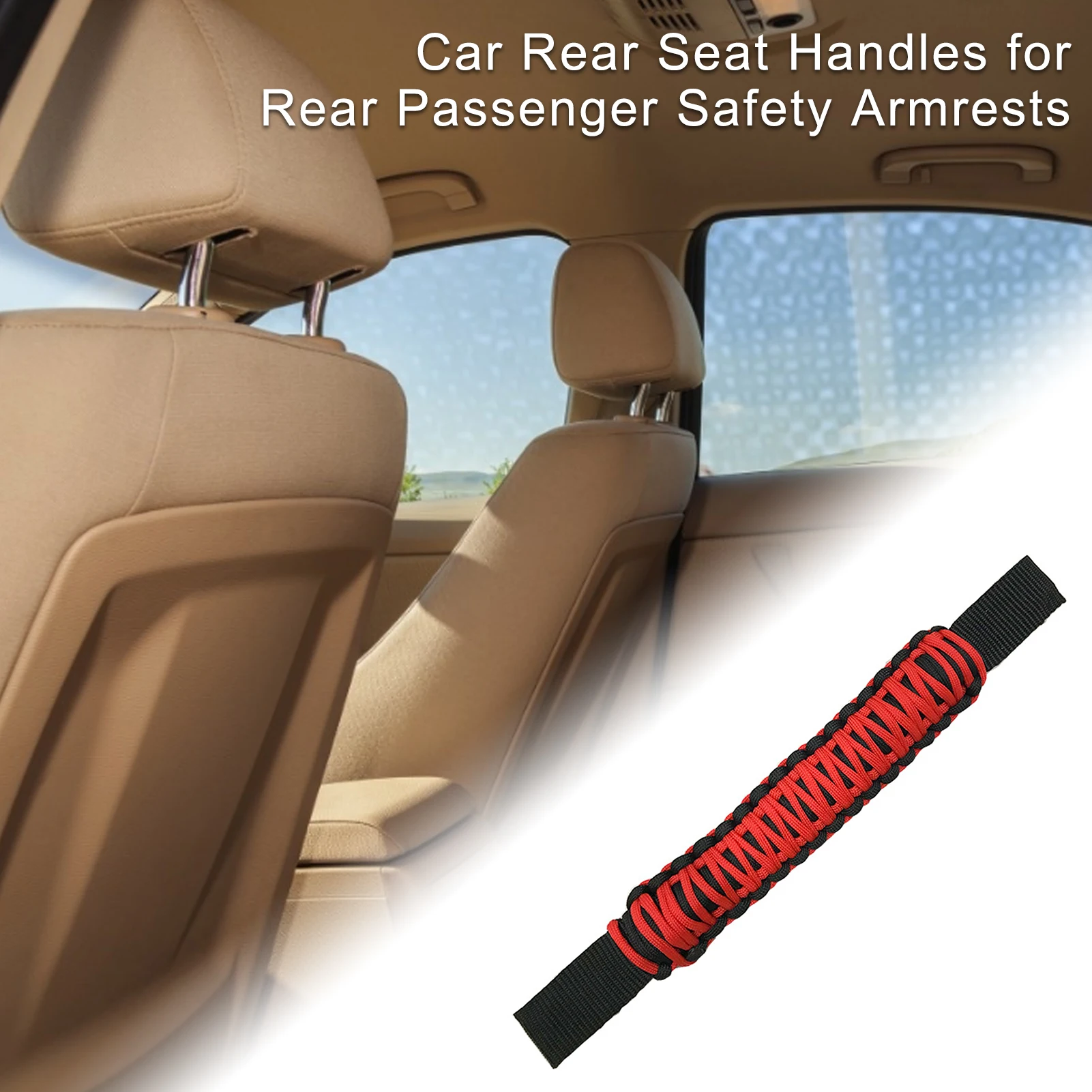 

Car Rear Seat Handle Polyester Professional Adjustable Backrest Handle Auto Rear Seat Handles For Rear Passenger Safety Armrests