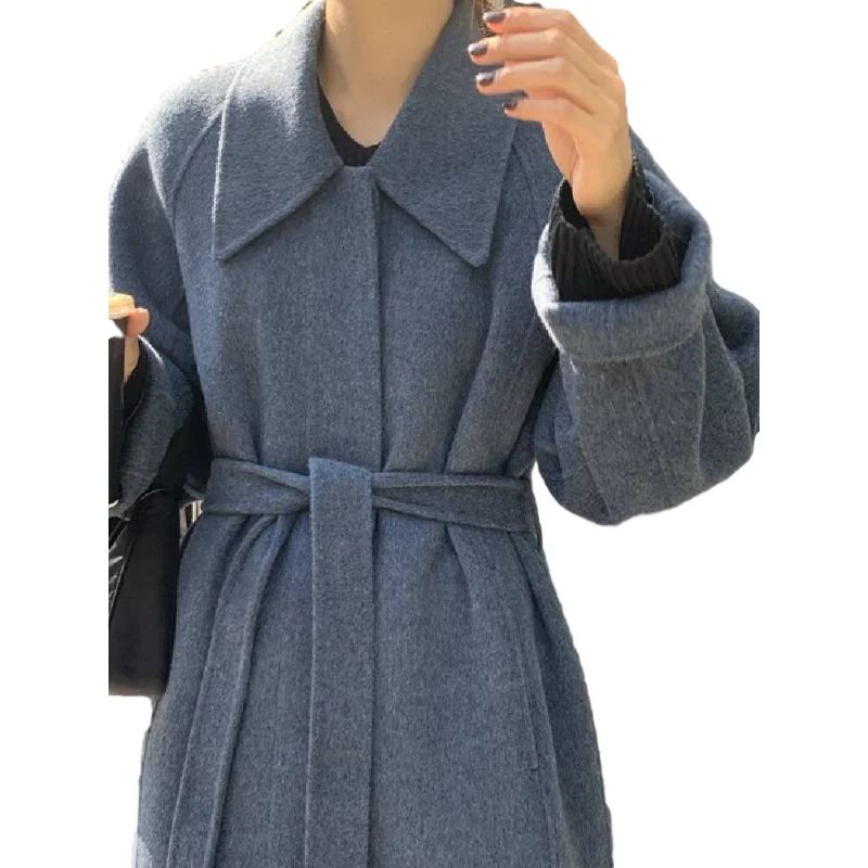 

New Winter Coat Women Oversize Fashion Cashmere Wool Outerwear Female Long Thickening Warm Woolen Overcoat Womens Trench Coats