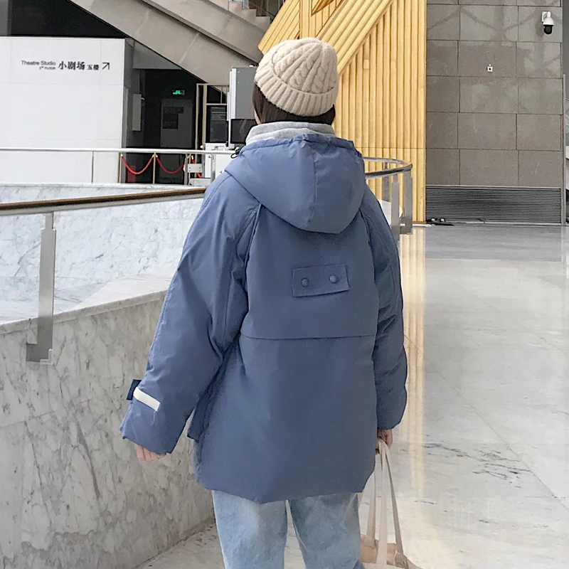 Женская куртка с капюшоном оверсайз свободная зимняя подкладкой 2019|Женские