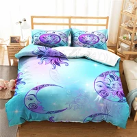 double bed comforter bedding coverlet luxury moon and sun printed home textiles with pillowcases for adult
