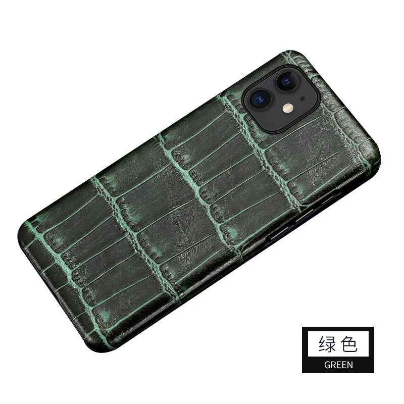 

6 Colors Real Genuine Leather Cowhide Back Cover For iPhone 6 6S 7 8 Plus X XR XS 11 12 Pro Max Mini Crocodile Pattern 2020 SE